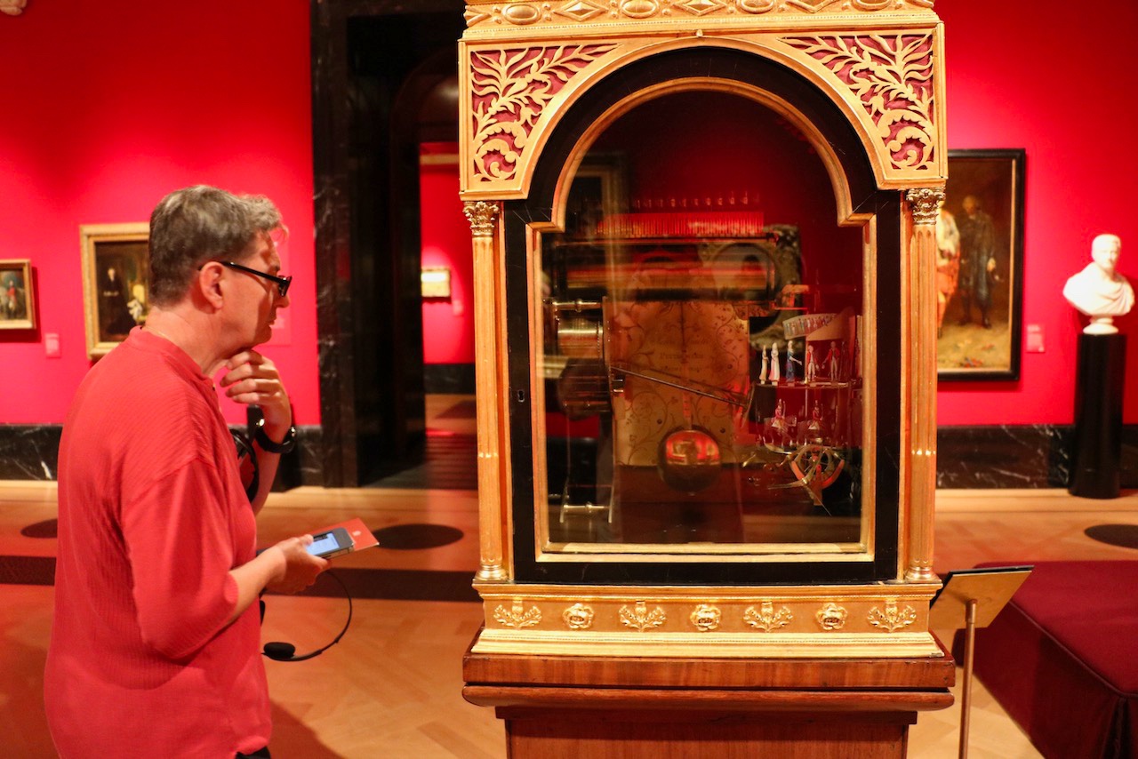 Ron inspecting the fancy clock